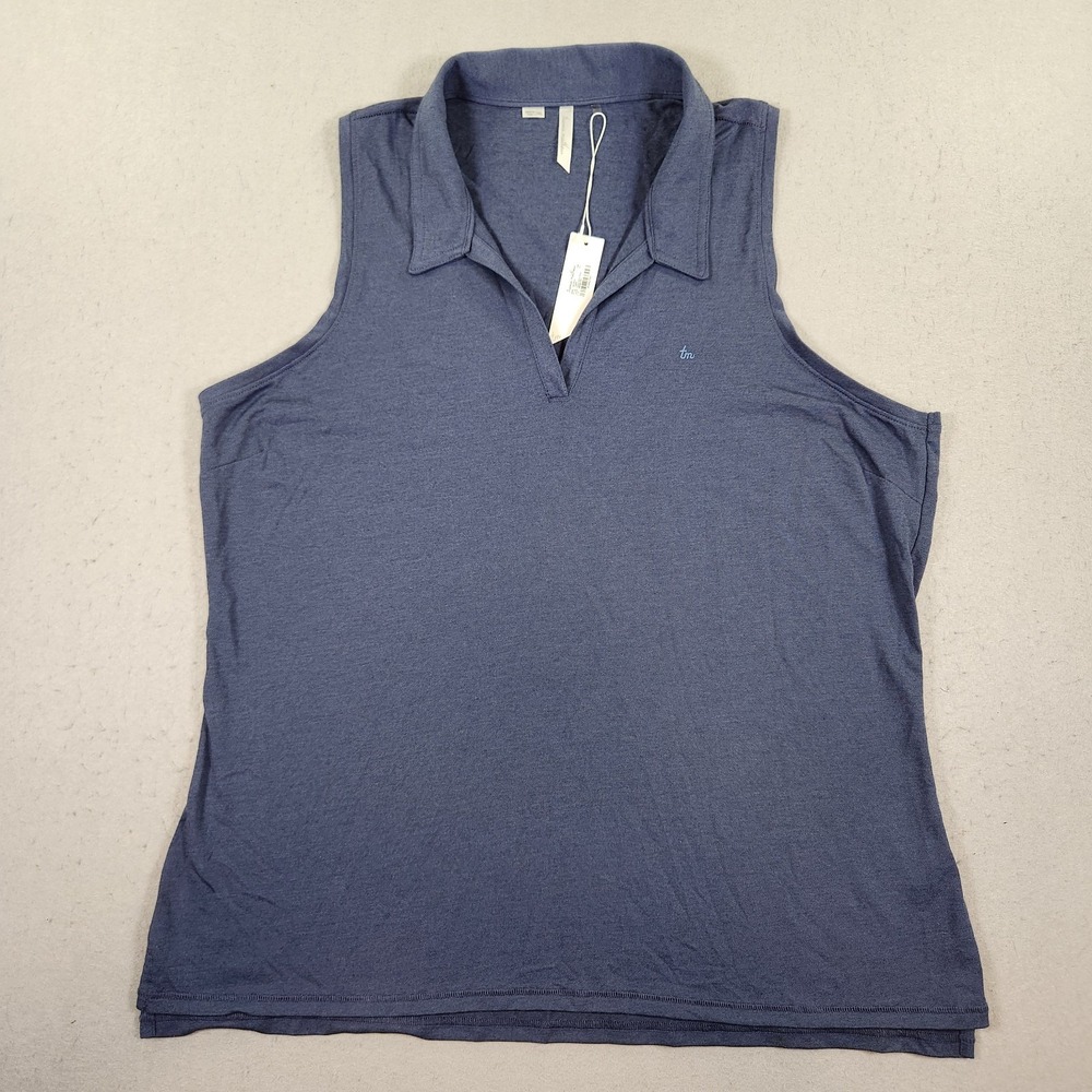 Travis Matthew Polo Shirt Women XXL Blue Collar Vneck Golf Pickleball Preppy NWT